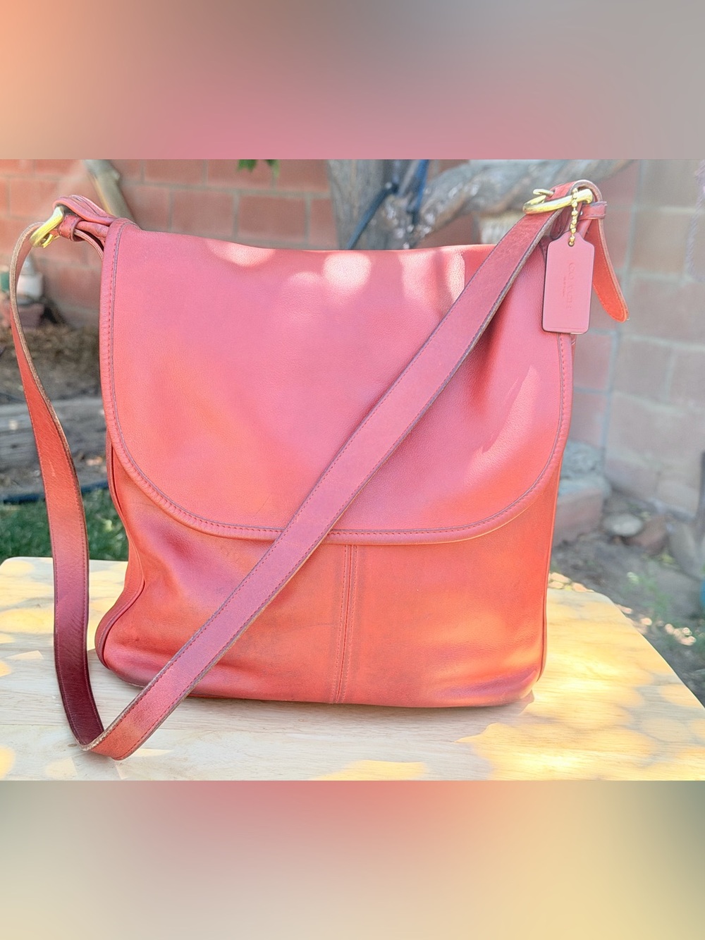 Vintage Coach Whitney Red Leather Flap Shoulder Bag USA M4G-4115